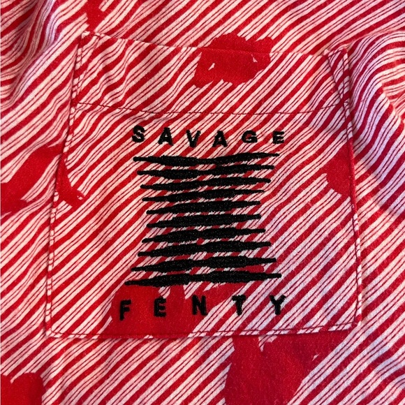 Salvage X Fenty Red and White Striped Pajama Shirt Size XSMALL - Picture 8 of 10